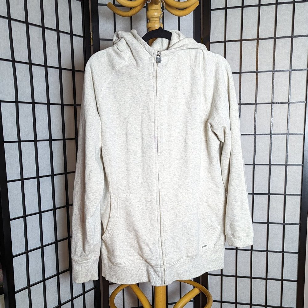 MEC grey heather texture zip up hoodie